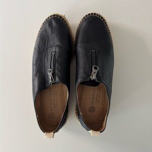 Eric Michael Serena Platform Espadrilles in Black Leather Size 38